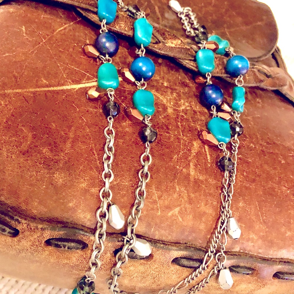 Bohemian silver tone beaded necklace by VJ
